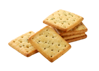 Stack of savory crackers with herbs on black background ready to eat