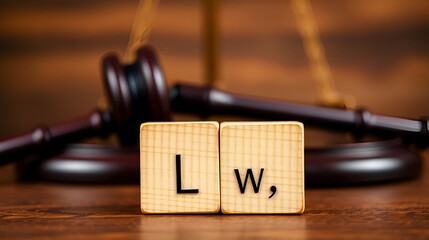 Probate Law text on wooden block with blurred lawyer gavel background. Probate law concept