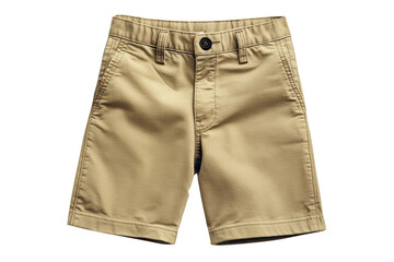 Stylish khaki kids shorts perfect summer outfit on black background detailed close up on transparent background