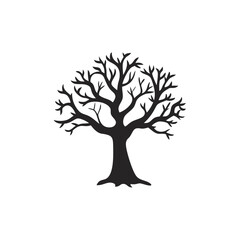 Silhouette of a bare tree with branches