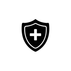 Black shield with a plus sign in the center