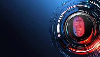 Fusion of Advanced Technology with Fingerprint Biometric Security on Blue Background