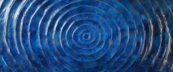 Blue concentric circles textured surface