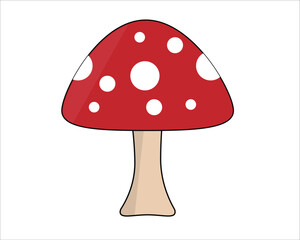 Red mushroom on white background