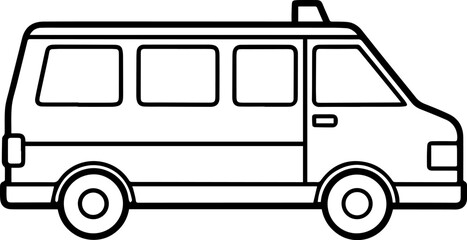 ambulance vehicle outline vector illustration line art coloring book page design