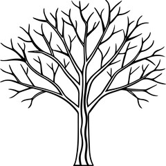 bare tree outline vector illustration line art coloring book page design