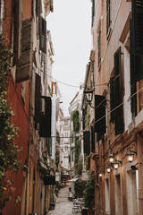 Narrow Alleyway in Historic European City