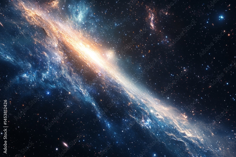 Canvas Prints a vast, empty space with a bright blue line in the middle. the blue line is surrounded by a multitud