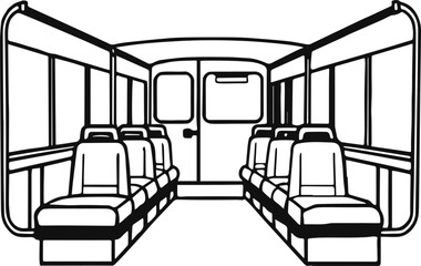 bus interior outline vector illustration line art coloring book page