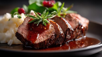 A plate of fried meat, mashed potatoes and rice