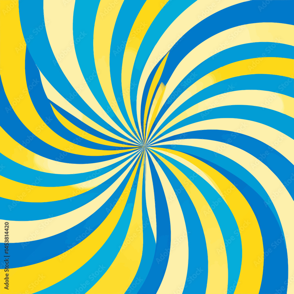 Poster abstract spiral background in vibrant yellow and blue creating a dynamic swirling pattern perfect fo