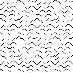 Obraz premium Abstract pattern of black waves and lines on white background for modern designs