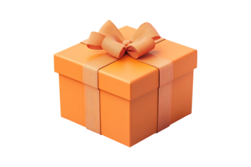 orange gift box isolated on transparent background