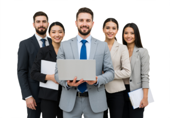 Confident business team isolated on transparent background PNG