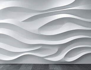 Modern Abstract White Wall Background with 3D Wave Textured Pattern