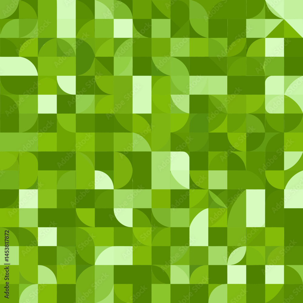 Poster geometric green pattern background with squares and circles creating a modern abstract design for cr