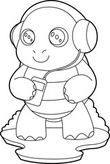 Turtle Musician Headphone Music Animal Vector Graphic Art Illustration