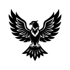 Obraz premium Flying Eagle Silhouette with Wings Spread