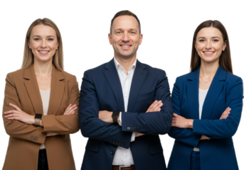 Confident business team isolated on transparent background PNG
