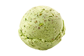 pistachio ice cream ball isolated on transparent background