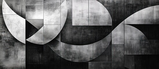 Abstract Monochromatic Composition: Interlocking Geometric Forms in Grey