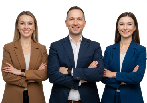 Confident business team isolated on transparent background PNG