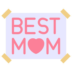 Best Mom Sticker Vector Icon, Flat Style Isolated Vector Icon.