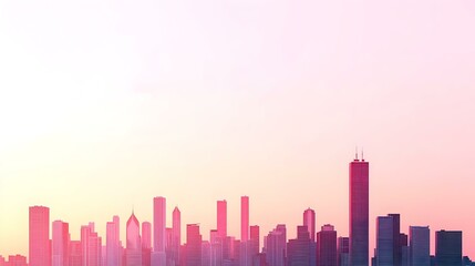 Obraz premium Urban Skyline at Sunrise with Soft Pink and Purple Skies