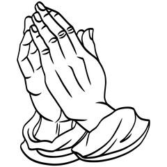 Praying Hands Outline Illustration Drawing Icon