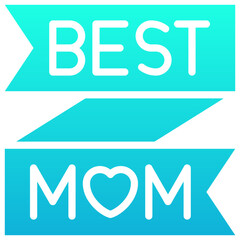 Best Mom text on Ribbon Vector Icon, Silhouette Gradient Style Isolated Vector Icon.