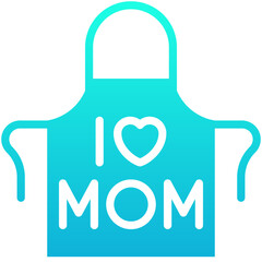 Obraz premium Apron With I Love Mom Text Vector Icon, Silhouette Gradient Style Isolated Vector Icon. 