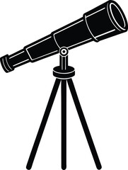 telescope on tripod on white background