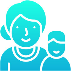 Mother And Son Avatar Icon, Silhouette Gradient Style Isolated Vector Icon.