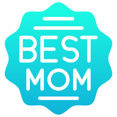 Best Mom Sticker Vector Icon, Silhouette Gradient Style Isolated Vector Icon. 