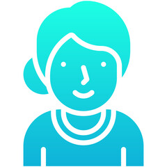 Female Avatar Vector, Girl Avatar Icon, Silhouette Gradient Style Isolated Vector Icon.
