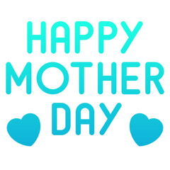 Happy Mothers Day Text Vector Icon, Silhouette Gradient Style Isolated Vector Icon.