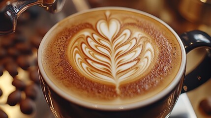 Latte art, perfect leaf design