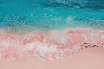 Abstract Artistic View of Pink Beach Waves and Turquoise Water