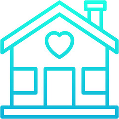 House Happy Home Vector Icon, Lineal Gradient Style Isolated Vector Icon. 