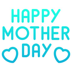 Happy Mothers Day Text Vector Icon, Lineal Gradient Style Isolated Vector Icon.