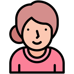 Female Avatar Vector, Girl Avatar Icon, Lineal Gradient Style Isolated Vector Icon.
