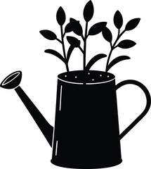 watering can with plants on white background  .eps