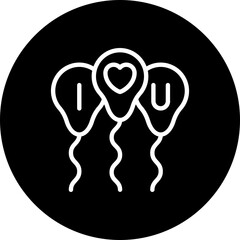 Balloons With I Love U Text Vector Icon, Circular Style Isolated Vector Icon.