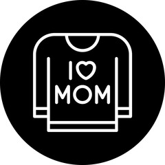 Shirt With I Love Mom Text Vector Icon, Circular Style Isolated Vector Icon. 