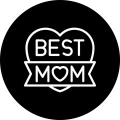 Mother's Day, Best Mom Vector Icon, Circular Style Isolated Vector Icon.