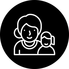 Mother And Daughter Vector Icon, Circular Style Isolated Vector Icon.