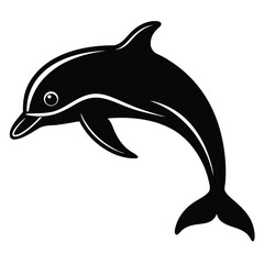 Fototapeta premium Print a silhouette dolphin black and white logo vector clip art, Dolphin Silhouette Bundle Set in Various Poses, Dolphin in a jump Silhouette, Jumping dolphins, dolfin silhouette vector art illustrati