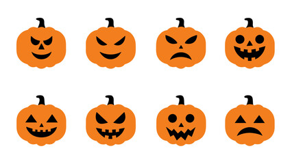 set of pumpkins vector on tranparent background