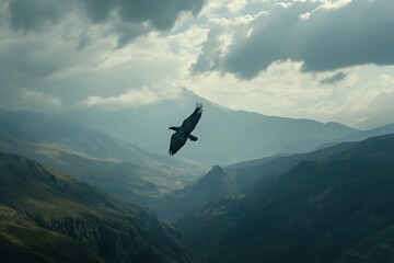 Andean Condor soaring above mountains Majestic
