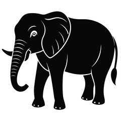 elephant silhouette vector illustration, Elephant logo silhouette, Silhouette of animals in the savannah. African landscape scene. Vector horizontal seamless tropical background with elephants.